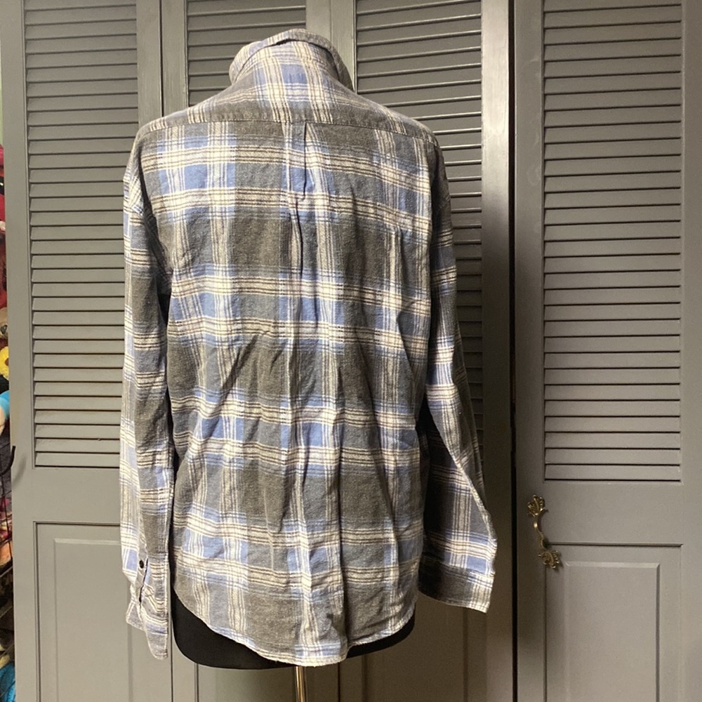 Plaid Flannel Unisex Small Gray/Blue/White - Picture 2 of 5
